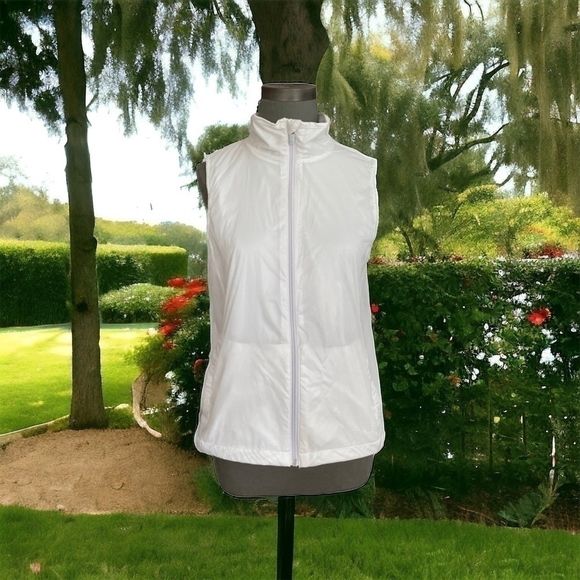 GAP Women White Vest Athletic Sweatshirt Women’s Zip Front Sleeveless Cardigan - Picture 4 of 11